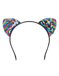 Boland Diadeem regenboog katten oren glitter