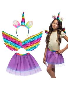 Boland Eenhoorn verkleed set regenboog kind