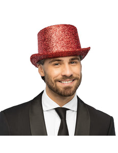 Boland Hoed Showtime rood (glitter hoge hoed)