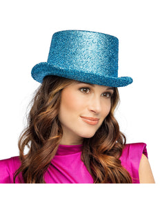 Boland Hoed Showtime turquoise (glitter hoge hoed)