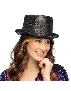 Boland Hoed Showtime zwart (glitter hoge hoed)