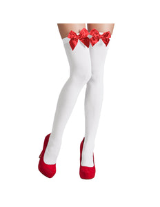 Boland Kniekousen wit met rode strik