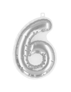 Boland Sticker Folieballon '6' zilver