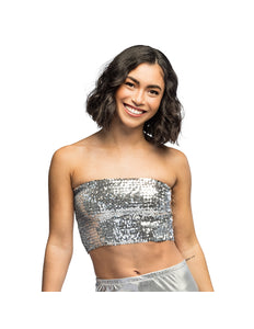Boland Zilveren glitter festival top Sparkle (dames, M/L)