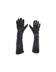 Funny Fashion Zwarte glitter handschoenen met pailletten 45cm