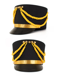 PartyXplosion Kolbak fanfare hoed zwart met goud