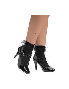 Wicked Costumes Enkelsokken met franje - Zwart