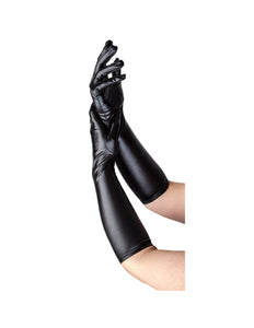 Wicked Costumes Handschoenen lang dames - metallic zwart