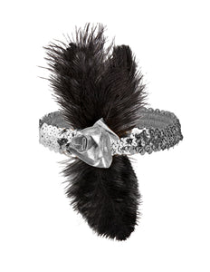 Widmann SRL 1920s pailleten hoofdband zilver met bloem en veren