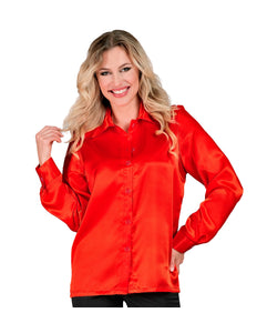 Widmann SRL 70's disco shirt satijn rood.