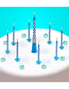 Widmann SRL Blauwe kaarsjes met houder en muziek