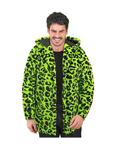 Widmann SRL Bontjas met muts pluche luipaard neon groen Daan