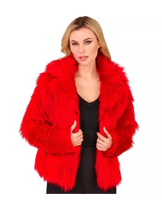 Widmann SRL Bontjas pluche dames rood kostuum Fleur