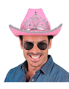 Widmann SRL Cowboyhoed partygirl met tiara roze haarband Siem