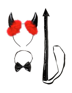 Widmann SRL Duivel verkleed set zwart met marabou