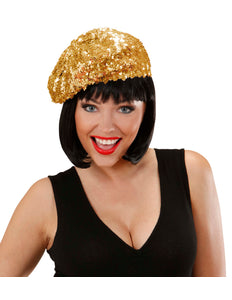Widmann SRL Gouden baret pailletten glitter muts