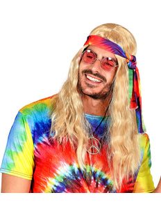 Widmann SRL Hippie pruik blonde haren met hoofdband
