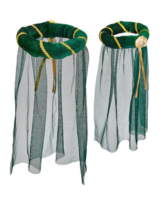 Widmann SRL Hoofdbedekking met sluier middeleeuwse koningin groen