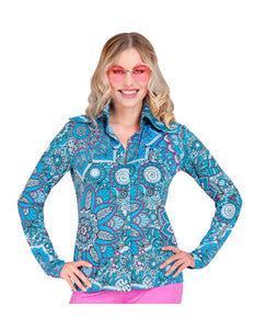 Widmann SRL Jaren 70 shirt mandala blauw dames