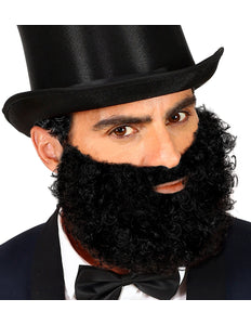 Widmann SRL Krullende baard met snor Leonardo, zwart