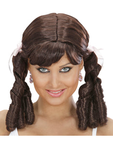 Widmann SRL Lolita pruik bruin met haarstrikjes