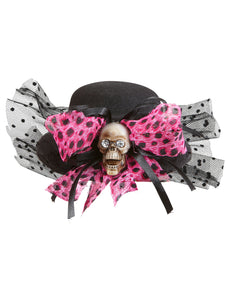 Widmann SRL Mini hoge hoed met tule en schedel