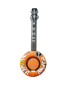 Widmann SRL Opblaasbare banjo Hippie Flower power oranje