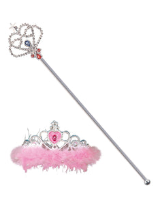 Widmann SRL Prinsessenkroon met stafje en marabou