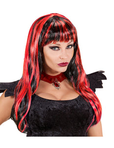 Widmann SRL Rood zwarte Halloween pruik