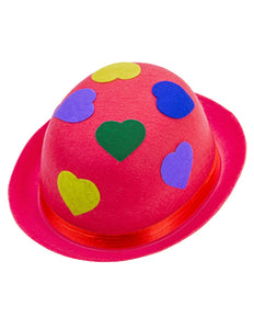 Widmann SRL Roze bolhoed clown met hartjes