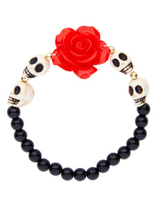 Widmann SRL Schedel armband met rode roos