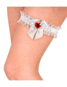 Widmann SRL Witte kousenband met rode steen