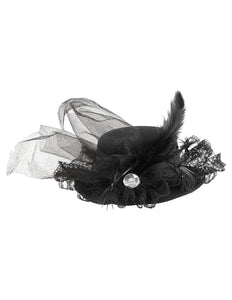 Widmann SRL Zwarte mini hoed met diamant