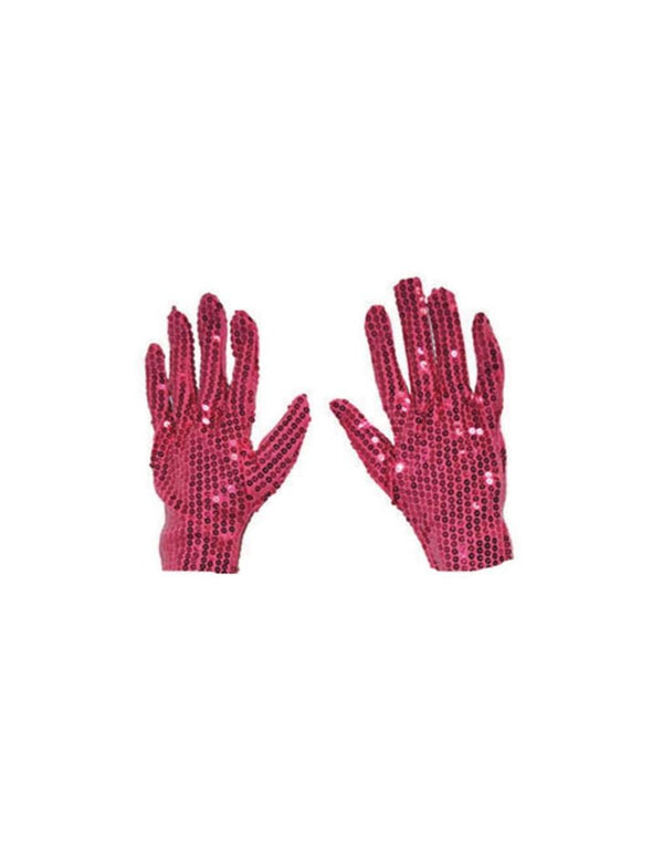 Roze/Fuchsia glitter handschoenen met pailletten