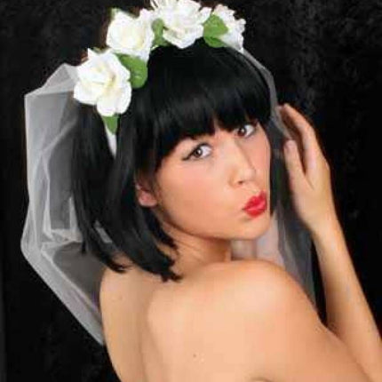 Bride to be sluier met witte rozen
