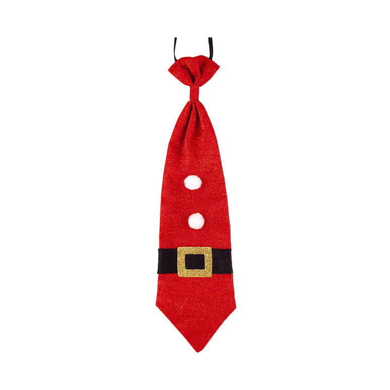 Kerstman stropdas met glitters