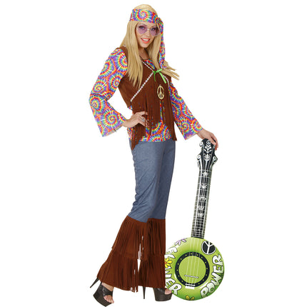Opblaasbare banjo Hippie Flower power groen