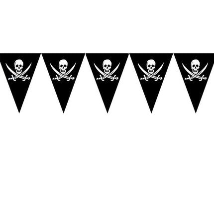 Vlaggenlijn piraat met doodskoppen en zwaard 5mtr.