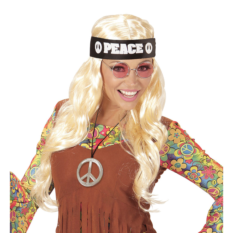 Verkleedset Hippie peace met bril ketting en haarband