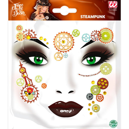 Gezicht sticker festival glitter steampunk