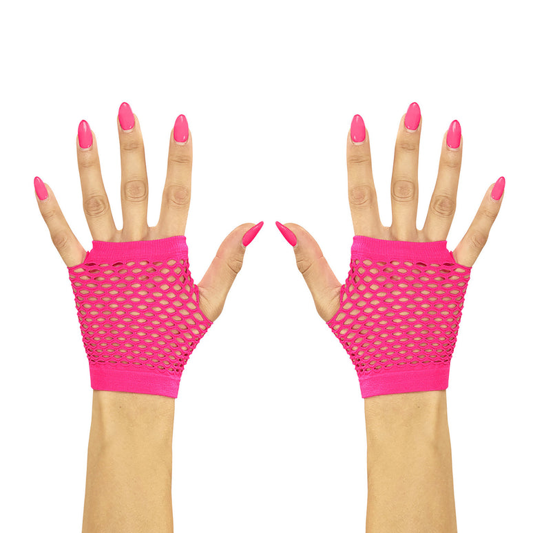 Neon vingerhandschoenen roze