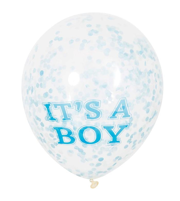 Confetti ballonnen "It's a Boy" 30cm 6stuks