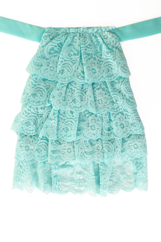 Jabot kant luxe turquoise