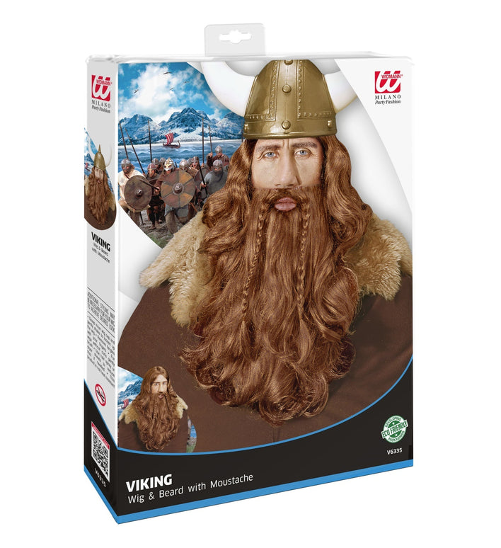 Viking pruik met baard en snor blond