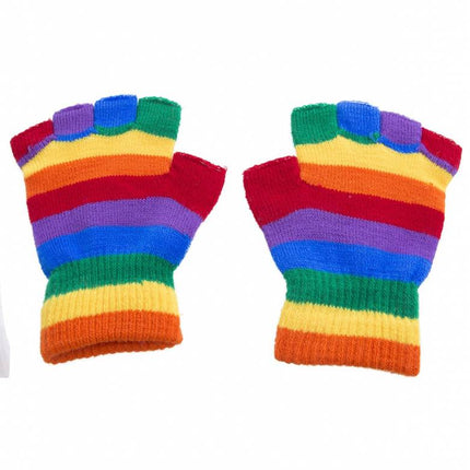 Vingerloze regenboog handschoenen