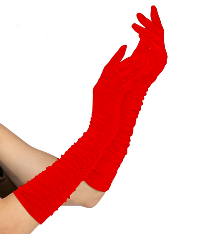 handschoenen plisse lycra rood