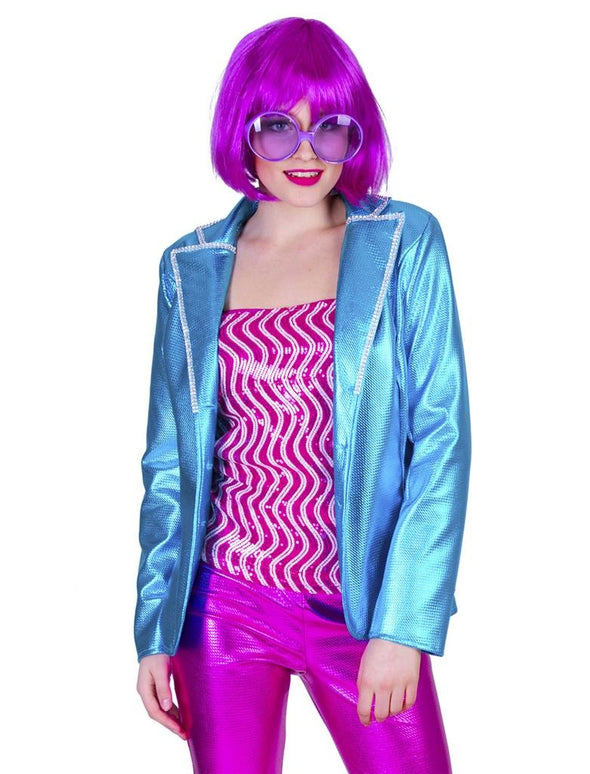 Disco kostuum Fever dames blauw