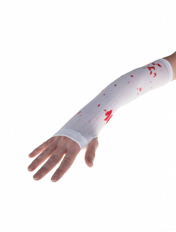 Vingerloze witte handschoenen met bloedspetters