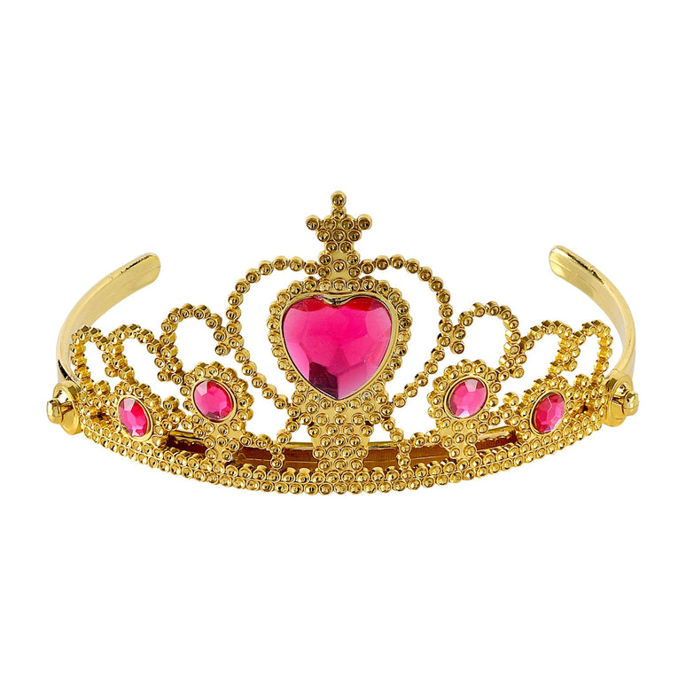 Gouden tiara met roze steentjes