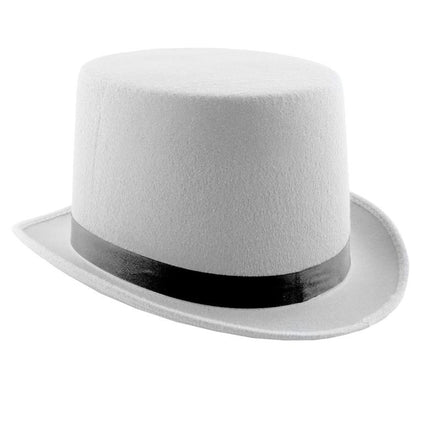 Witte hoge hoed met lint